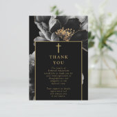 Christliche Schwarze-Gold-Beerdigung Dankeskarte (Stehend Vorderseite)