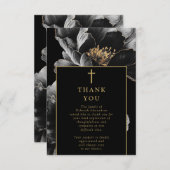 Christliche Schwarze-Gold-Beerdigung Dankeskarte (Vorne/Hinten)