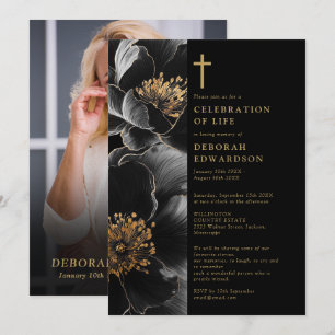 Christliche schwarze und goldene Feier des Lebens Einladung