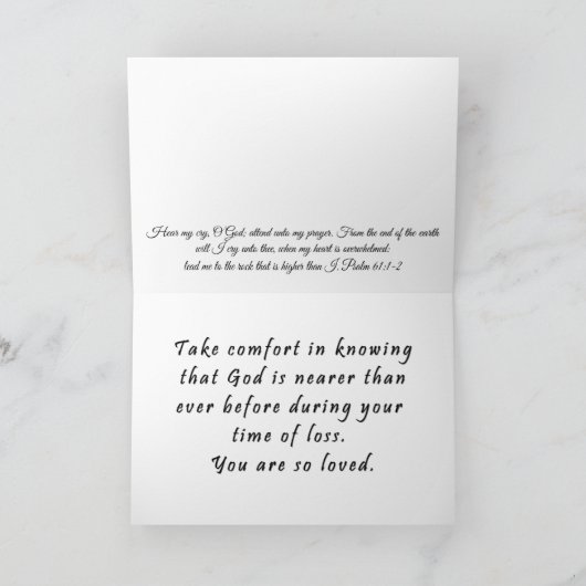 Christliche Scripture-Beileids-Karten-Bäume und Karte (Innenseite)