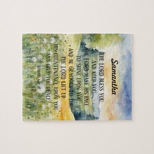 Christliche Segen-Schrift Wasserfarbe Natur Puzzle (Horizontal)
