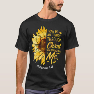 Christliche Sonnenblume Ich kann alle Dinge Religi T-Shirt