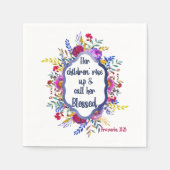 Christliche Sprichwörter 31:28 |Bibelversen Blumen Serviette (Vorderseite)