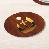 Christliche Symbole des Nazarenkreuzs in Gold Runder Pappuntersetzer (Angewinkelt)