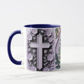 Christliche Tasse mit Lila Cross Ai-Design (Links)