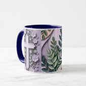 Christliche Tasse mit Lila Cross Ai-Design (Vorderseite Links)