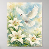 Christliche Taube & Lily Wasserfarbe Poster (Vorne)