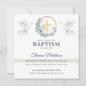 Christliche Taufe durch weiße Tauben Einladung (Vorderseite)