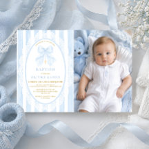 Christliche Taufe eines Jungen Blaues Band Foto