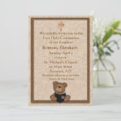 Christliche Teddy-Bärn-Einladung Einladung (Stehend Vorderseite)