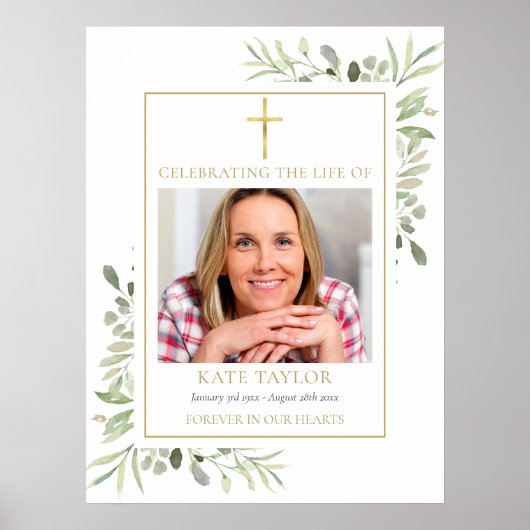 Christliche Trauerfeier - Lebensfoto-Schilder Poster (Vorne)