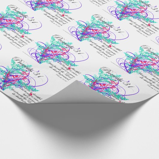 Christliche, tugendhafte Frau mit Farbschwirr Geschenkpapier (Ecke)