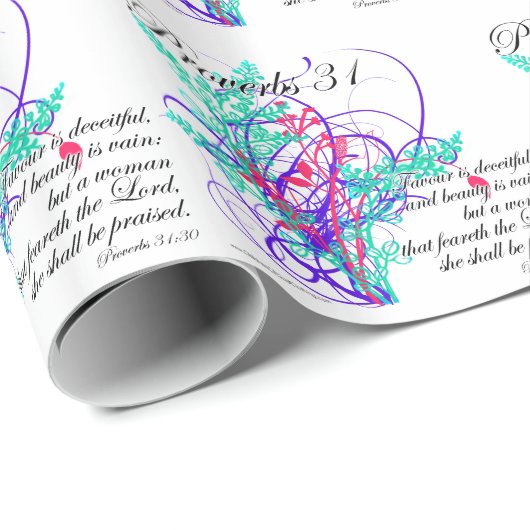 Christliche, tugendhafte Frau mit Farbschwirr Geschenkpapier (Rolleneckpunkt)