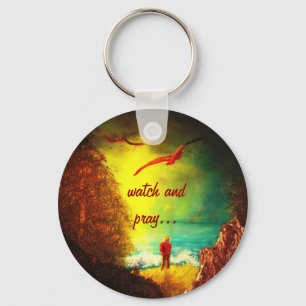 Christliche Uhr und beten Schlüsselanhänger