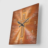 Christliche Uhren mit Gold Cross Grunge Hintergrun (Winkel)