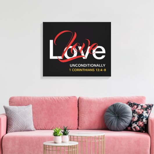Christliche UNBEDINGTE LIEBE Scripting Black Leinwanddruck (Insitu (Wohnzimmer))