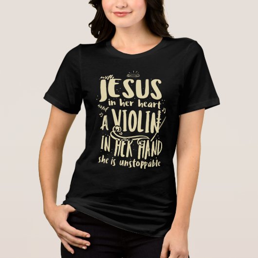 Christliche Unterstützung für Violinisten Tri-Blend Shirt (Vorderseite)