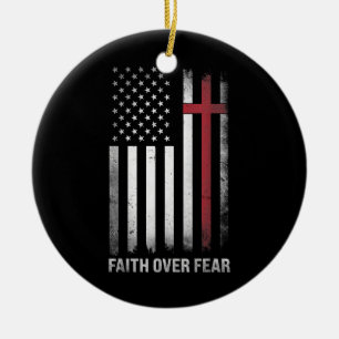 Christliche US-amerikanische Flagge Amerikas - Chr Keramik Ornament