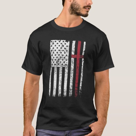 Christliche US-amerikanische Flagge T-Shirt (Vorderseite)