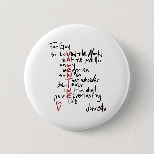 Christliche Valentine John 3_16 für Gott so liebte Button (Vorderseite)