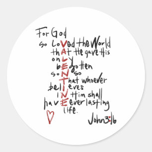 Christliche Valentine John 3_16 für Gott so liebte Runder Aufkleber