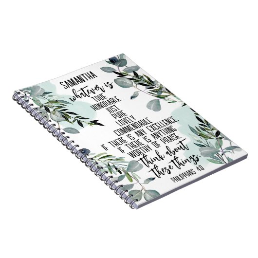 Christliche Verse Philippinen 4 8 Eukalyptus Notizblock (Rechte Seite)