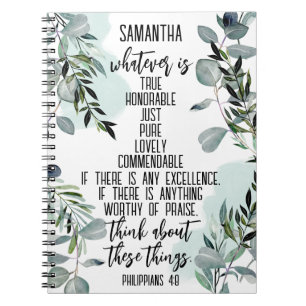 Christliche Verse Philippinen 4 8 Eukalyptus Notizblock