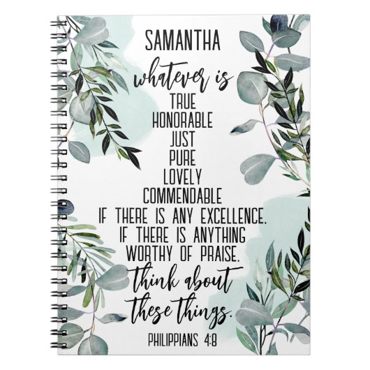 Christliche Verse Philippinen 4 8 Eukalyptus Notizblock (Vorderseite)