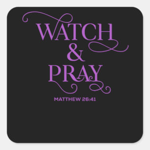 Christliche Verse-Uhr und Beten Quadratischer Aufkleber