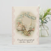 Christliche Vintage Babydusche Einladung (Stehend Vorderseite)