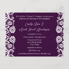 Christliche Vintage Damask Hochzeit Lila Einladungspostkarte
