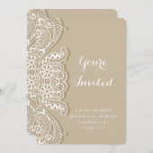 Christliche Vintage klassische White Lace Taupe Ho Einladung (Vorne/Hinten)