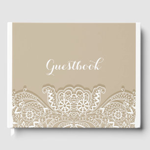 Christliche Vintage klassische White Lace Taupe Ho Gästebuch