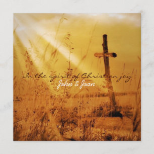 Christliche Vintage-Land-Hochzeit Kreuz Einladung