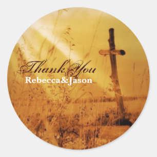 Christliche Vintage Langlaufhochzeit Runder Aufkleber