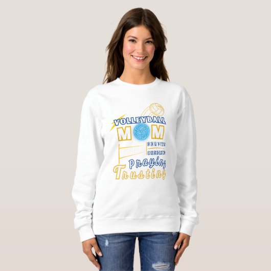 Christliche Volleyball-Mama vorne hinten Sweatshirt (Vorne ganz)