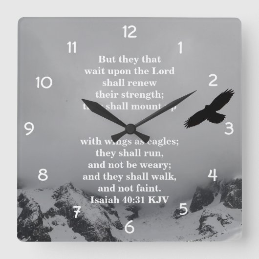 Christliche Wall Clock - Isaiah 40:31 Quadratische Wanduhr (Vorderseite)