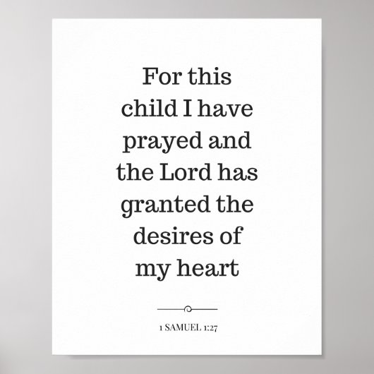 Christliche Wandkunst, 1 Samuel 1:27, Bibelverse Poster (Vorne)