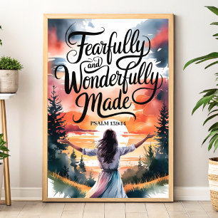 Christliche Wandkunst 'Furchtbar und wunderbar gem Poster