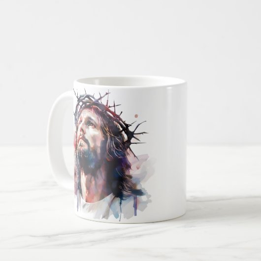 Christliche Wasserfarbe Jesus Christus Kaffeetasse (Vorderseite Links)
