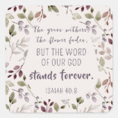 Christliche Wasserfarben-Fallleaf-Musterschrift Quadratischer Aufkleber (Vorderseite)