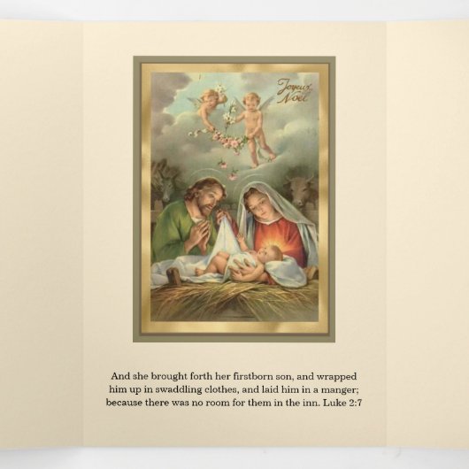 Christliche Weihnachten Jesus Jungfrau Mary St Jos Dreifach Gefaltete Urlaubskarte (Innenseite Mitte)
