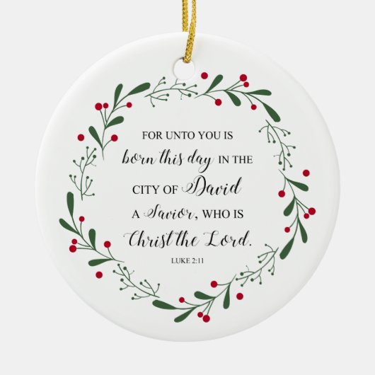 Christliche Weihnachtsbibel Verse Jesus Erretter L Keramik Ornament (Vorne)