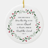 Christliche Weihnachtsbibel Verse Jesus Erretter L Keramik Ornament (Hinten)