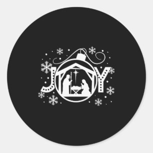 Christliche Weihnachtsfreude Jesus Kippenszene Gla Runder Aufkleber