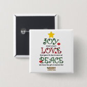 Christliche Weihnachtsfreude-Liebe und Frieden Button (Vorne & Hinten)