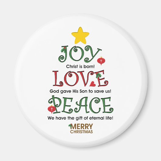 Christliche Weihnachtsfreude Liebe und Frieden Magnet (Vorne)