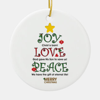 Christliche Weihnachtsfreude-Liebe und Keramikornament