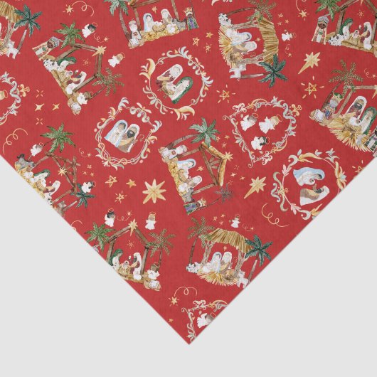 Christliche Weihnachtsgebirgskrippe Rot Seidenpapier (Ausschnitt)