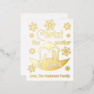 Christliche Weihnachtsgeburt Christi Heiland ist g Folien Feiertagspostkarte